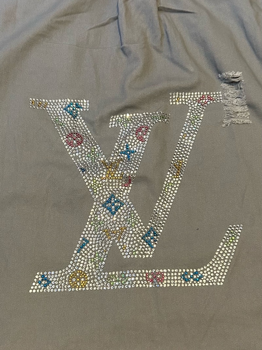 Custom 1 of a kind  Gray woman’s  Fall Shacket LV likeRhinestone design by xoxo, - Picture 3 of 10